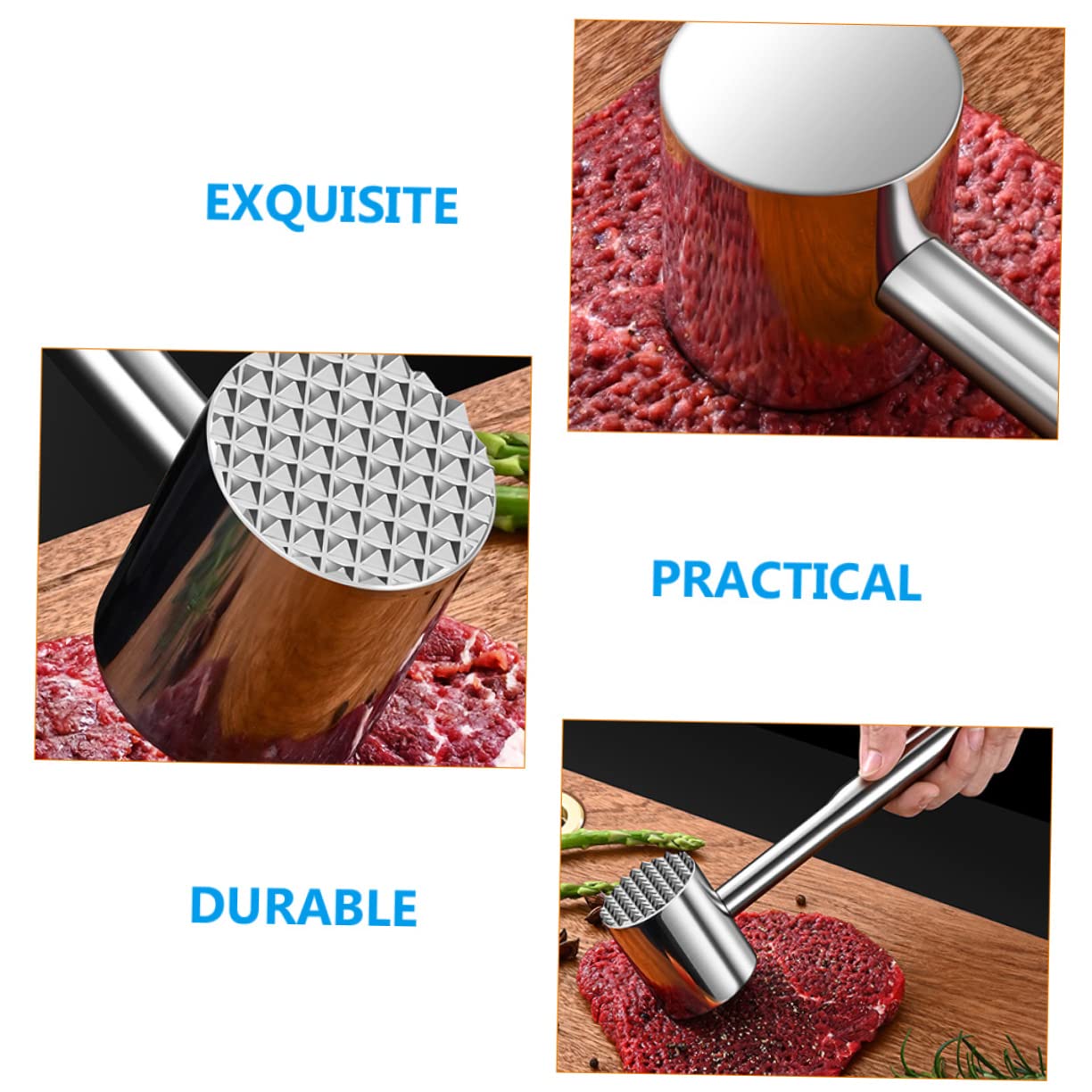 GLEAVI Mazo Profesional para Carne Herramienta de Cocina para Ablandar Carne para Filetes y Cubos Material Metálico Uso Cocina