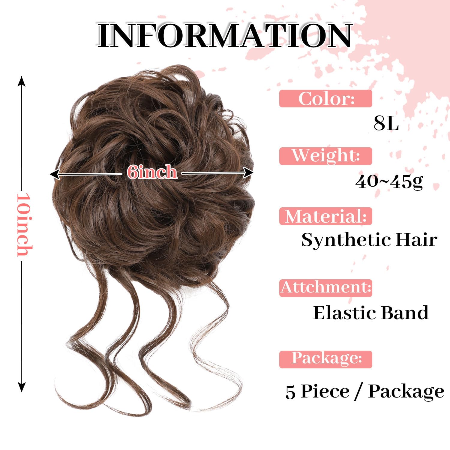 5 PCS Messy Bun Scrunchies Curly Wavy Messy Bun Hair Pieces for Women Hair Scrunchie HAIR Updo Accessories - Natural Brown - Image 2