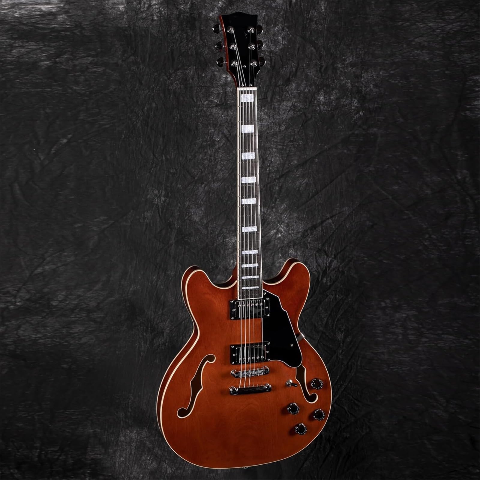 Gitara Elektryczna Gitara Elektryczna Typu Semi Hollow Z Otworem F I Gryfem Klonowym Przetworniki Humbucker W Kolorze Brązowym