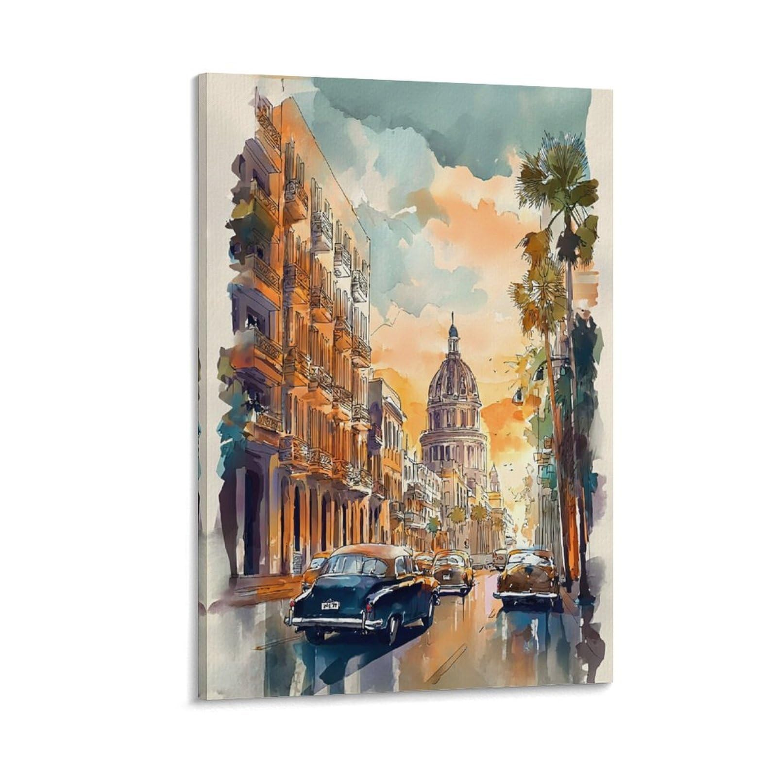 XWYMXZ Phoenix Arizona Cityscape 24x36inch(60x90cm) Vintage Travel Poster Watercolor Canvas Art
