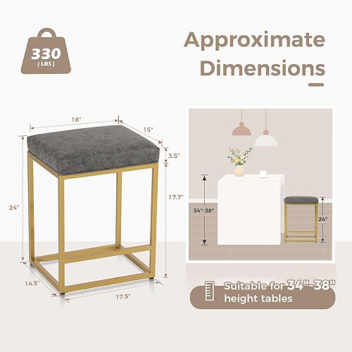 Miniatura 56 de MAISON ARTS Juego de 3 taburetes de bar de 24 pulgadas de altura de mostrador para encimera de cocina, taburetes de bar modernos tapizados 3 pcs