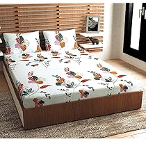 Syriddyaas With Device Prime Collection 1 Double Bedsheet with 2 Free Pillow Covers | 183 TC Soft-Touch Skin Friendly Cotton-Blend 220X228 Cm Double Bedsheet