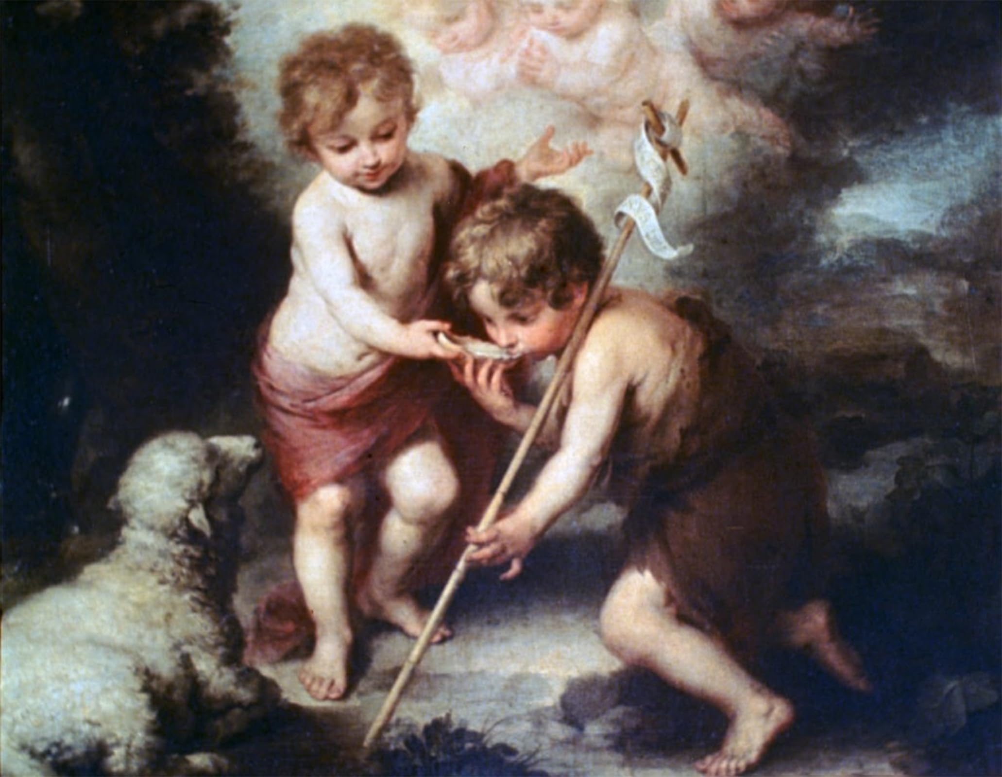 SERENDIPITP Abstract Painting Mural Print Picture Wall Decor Painting the Boys with the Shell by Bartolomé Esteban Murillo Vintage Wall Artwork for Home Decor 60x90cm