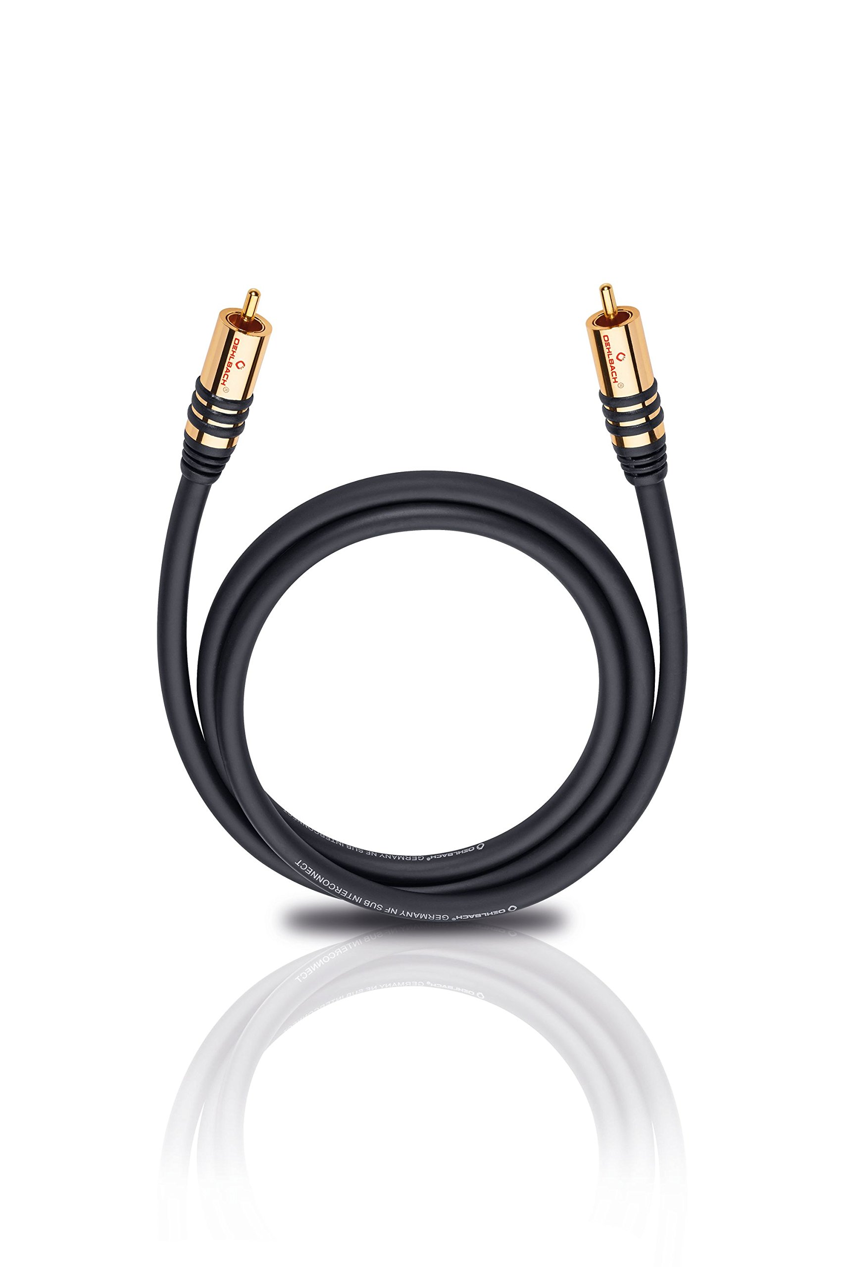 Oehlbach NF Sub - Cable de subwoofer RCA (Redondo, 10 m, OFC), Color Negro