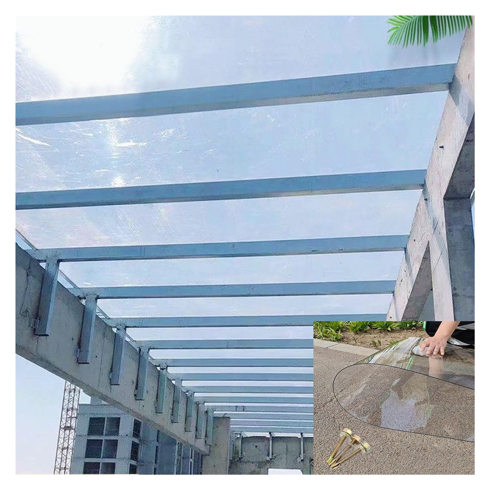 Planchas de Policarbonato, Lámina PC Plástico Transparente con Aislamiento Impermeable Paneles de Invernadero para Patios Exteriores, Techos(0.8x25m/2.62x82ft)
