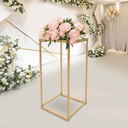 Miniatura 3 de DouSeiAi 10 soportes para jarrón de boda para centros de mesa de metal para mesas, florero de plantas de flores, jarrón dorado alto, columna
