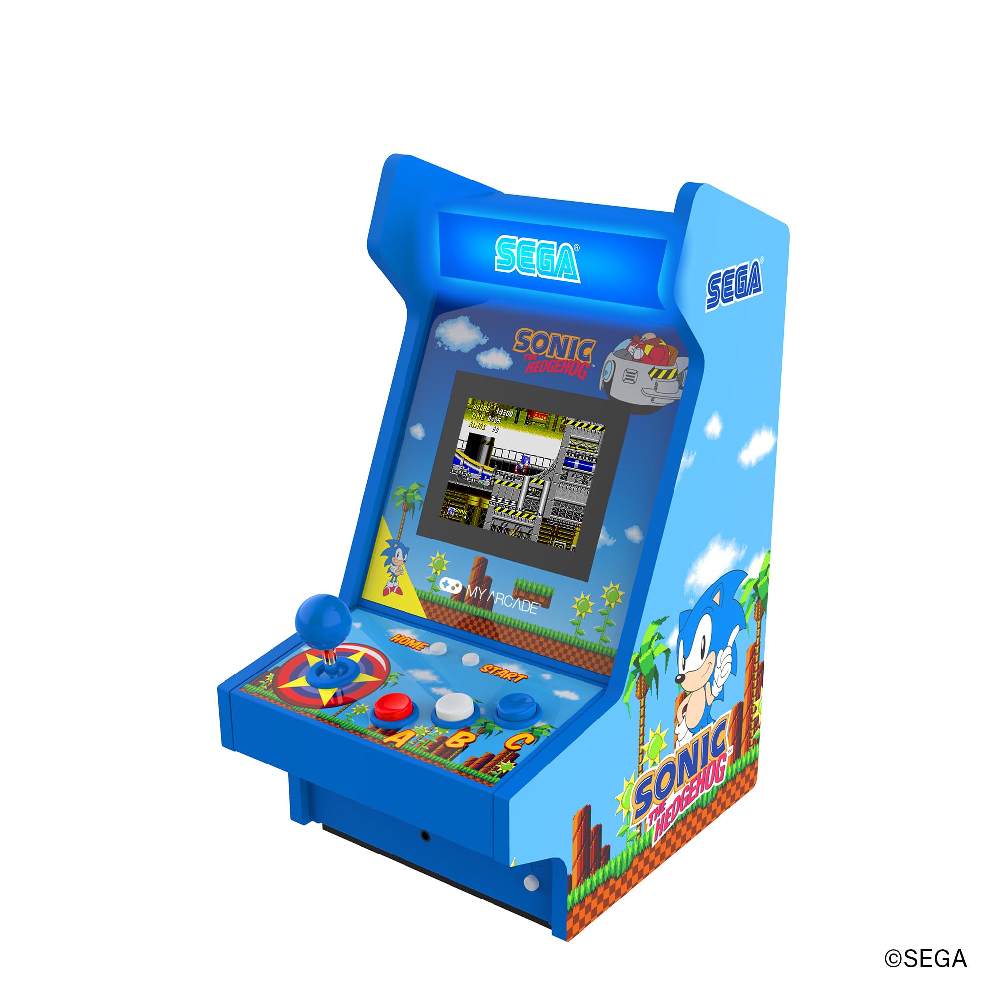 MY ARCADE Sonic The Hedgehog Mighty Player Console d'Arcade Portable Rétro, Écran 3,5 Pouces, 4 Jeux Inclus, Batterie Rechargeable, Bleu