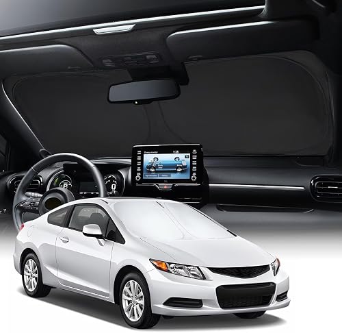 Neverland Car Sun Shade Accessories - Foldable Windshield Sunshade for Honda Civic -Heat Reflective Dashboard Cover,UV Protection Window Visor,Custom Fit,Keep Cool (for Honda Civic 2012-2015)