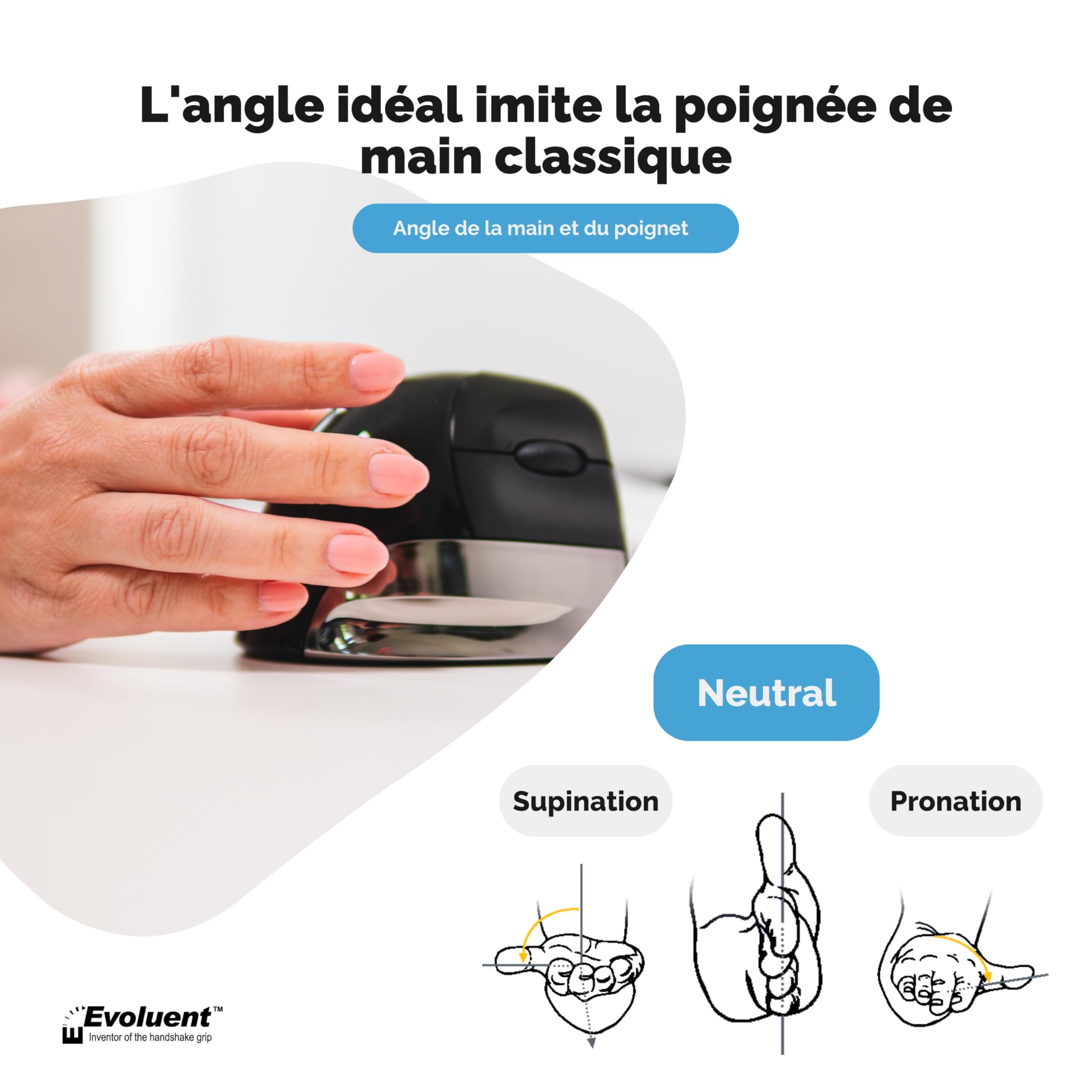 Evoluent Souris Filaire Verticale Standard pour droitier Noir VMOUSSTDR