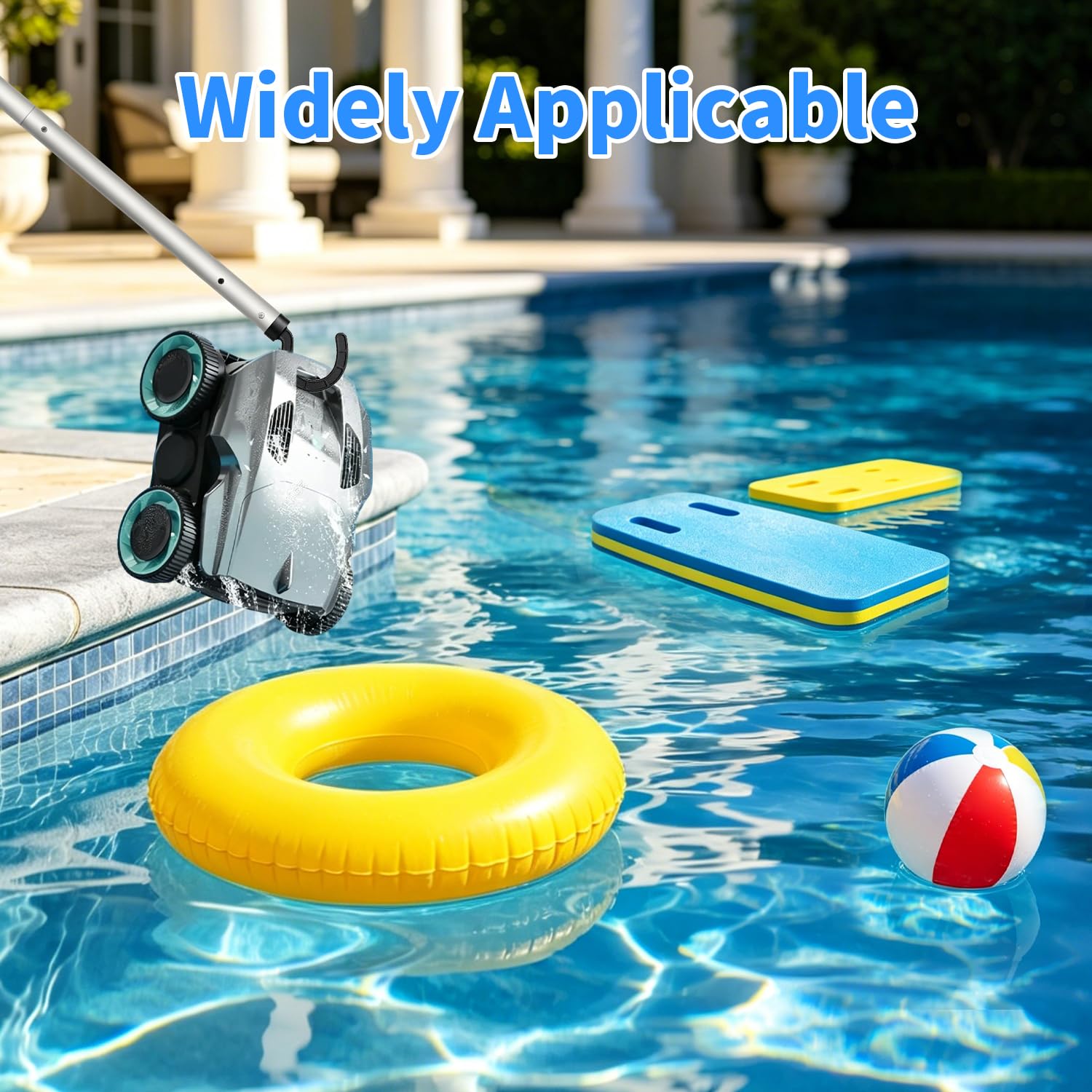 Set de 4 Crochet Robot Piscine 185 CM Tige Télescopique Crochet pour Aspirateur pour Piscine Set Facile à Utiliser Avec Gants et Chiffon Compatible Avec la Plupart des Dispositifs de Nettoyage