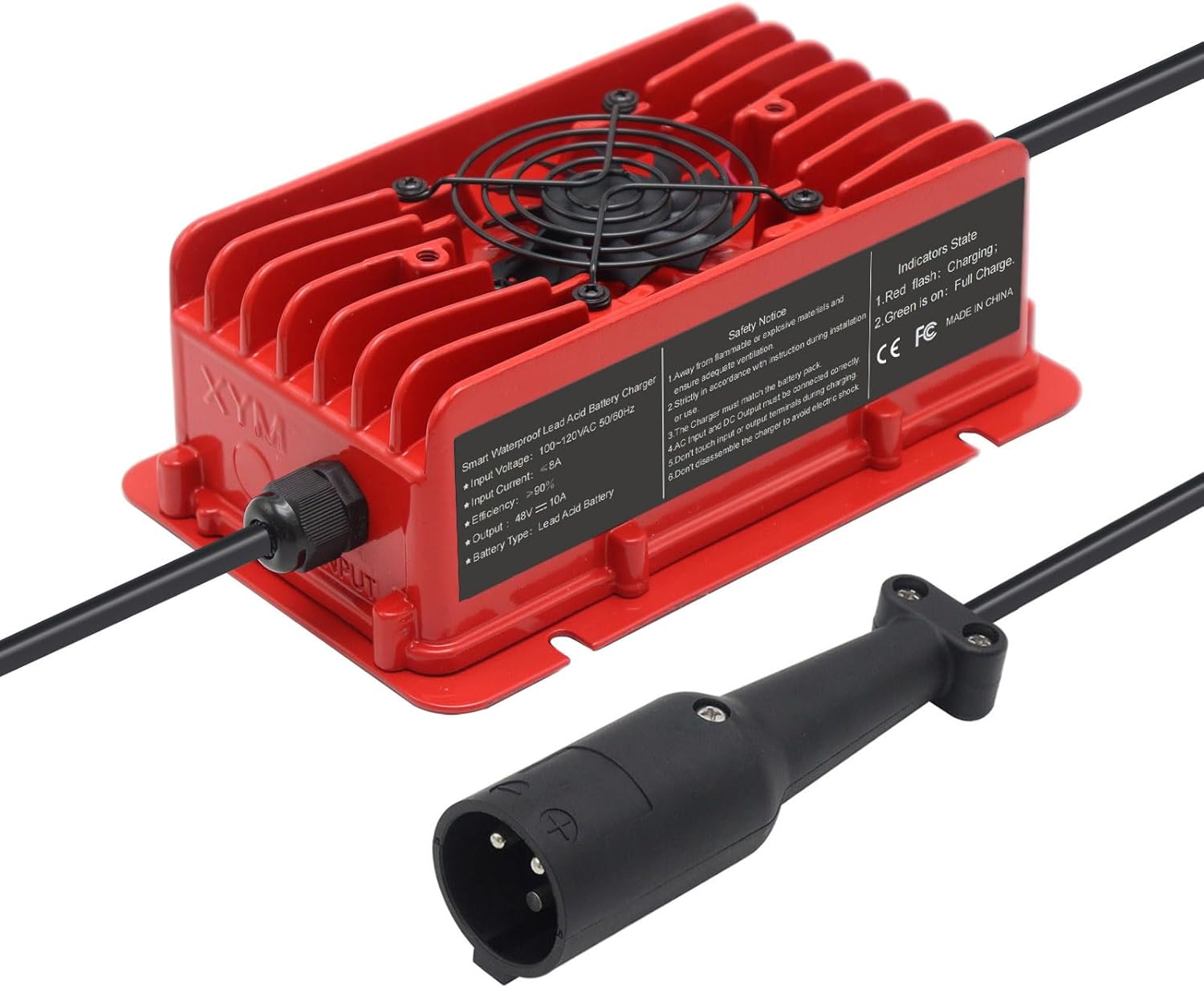 10 AMP 48 Volts Replacement Golf Cart Battery Charger for 48 Volt Club Car Golf Cart with Round 3 Pin Plug Waterproof IP65