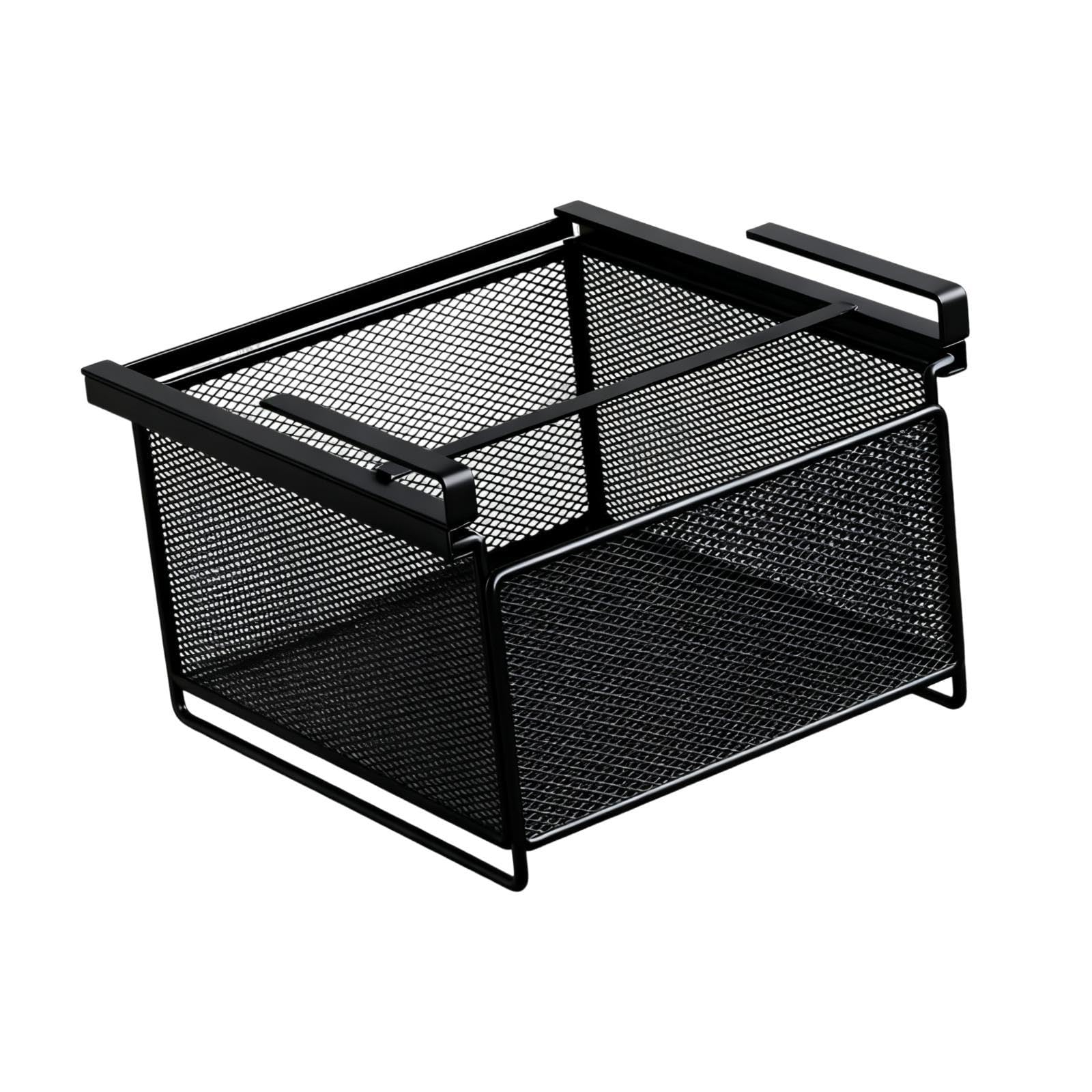 Organizzatore Cassetto Sottoscritto Cestino Sospeso Metallo Porta Calzini Intimo Cinture Pratico Scorrevole Meccanismo Estraibile Adatto per Camera Da, Nero, L