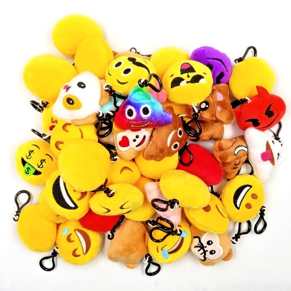 JZK 45 x Mini peluche emoticon portachiavi 5cm giallo piccolo faccina sorridente porta chiavi zaino per bambini adulti festa di compleanno bomboniere regalo ringraziamenti omaggi ricordino pensiero