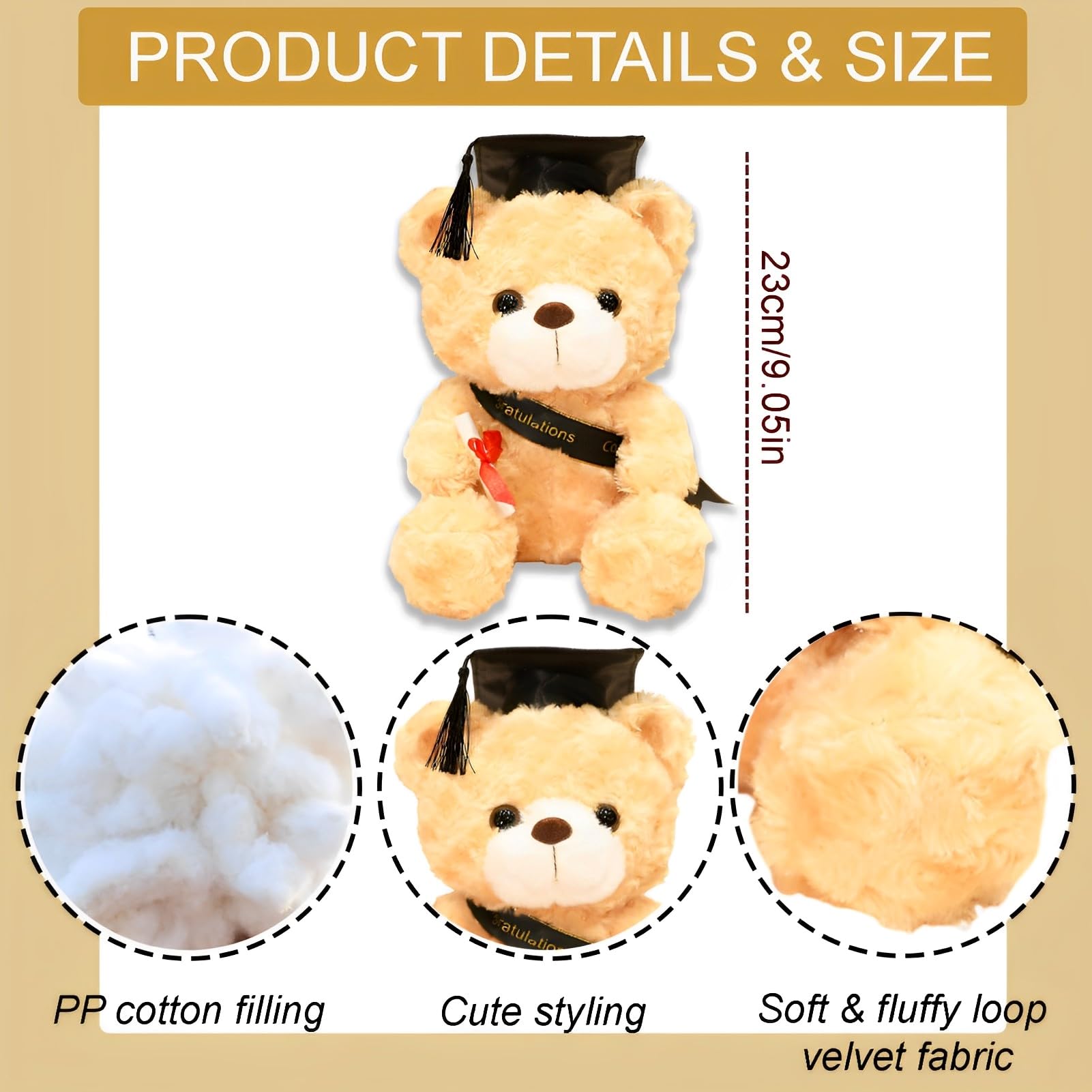 Oso De Peluche Con Birrete De Graduación – Certificado Y Cinta Roja, 23 Cm, Regalo Original Para Graduaciones Y Bachillerato