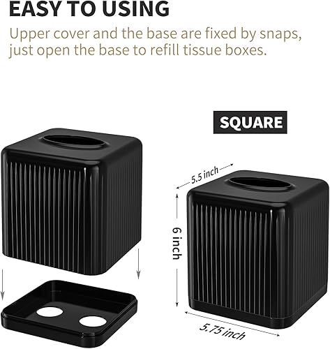 Miniatura 7 de Livelab Soporte cuadrado de plástico para caja de pañuelos con base, moderno cubo decorativo para baño, encimera, sala de estar, dormitorio,