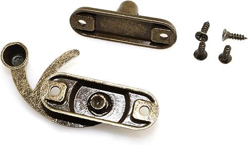 Miniatura 3 de 1 par de bronce mini brazo oscilante cierre de cierre estilo vintage izquierda derecha palanca gancho gancho de metal hebilla curva para maleta caja