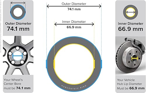 Miniatura 76 de StanceMagic - Anillos centradores de 54.1 mm DI a 67.1 mm DE, plástico negro, compatibles solo con Scion, Mazda y Toyota con cubos de 54.1 mm