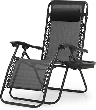 Magshion Zero Gravity Lounge Chair, Reclining Camping Chair, Black