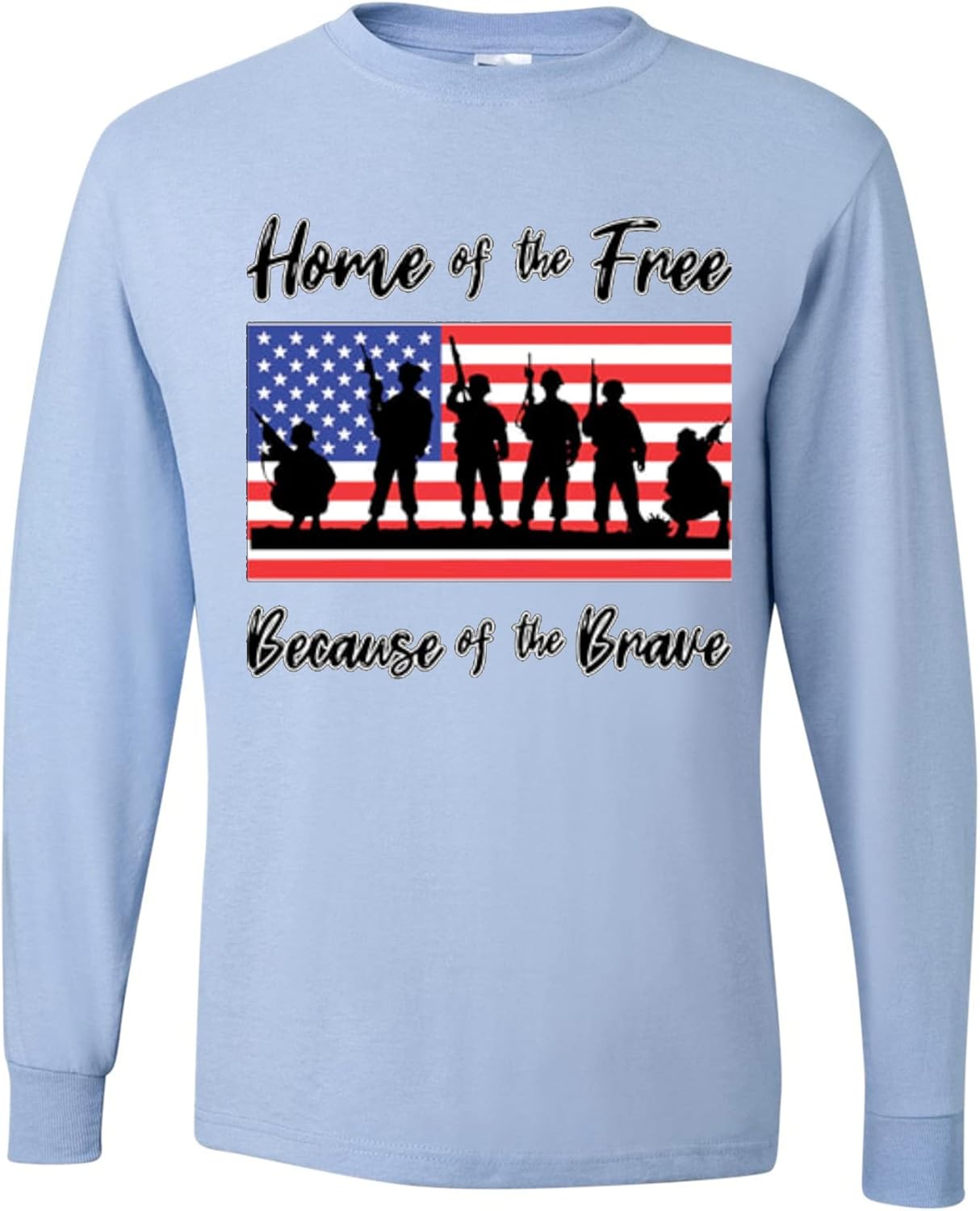 wild custom apparel Home of The Free Because of The Brave USA Flag Patriotic Pride Mens Long Sleeves