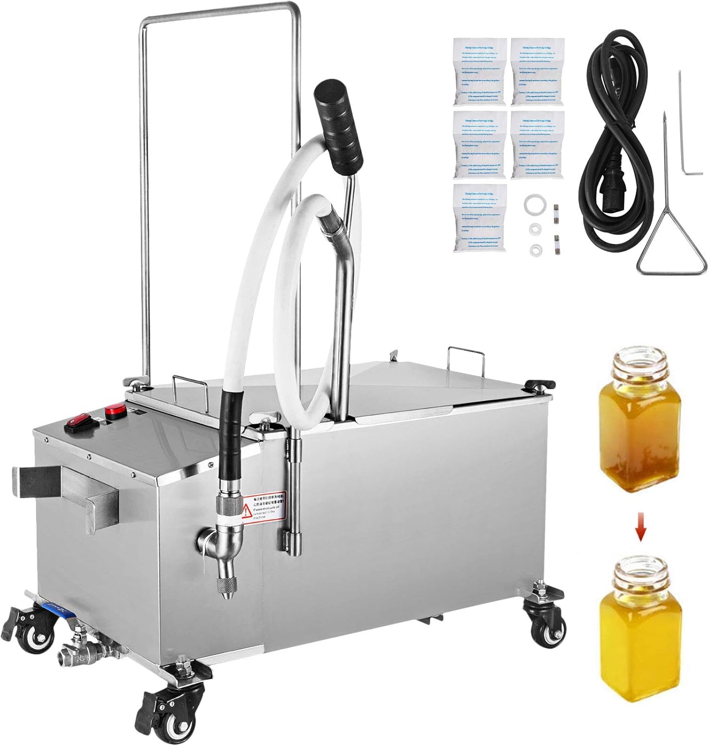 VEVOR Filtre à friteuse mobile Capacité de 36,3 kg Système de filtration à huile de 300 W