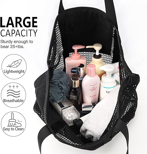 Miniatura 6 de hatisan Bolsa de playa de malla, bolsas de playa mejoradas para mujer, bolsa de malla, bolsa hobo, accesorios de playa