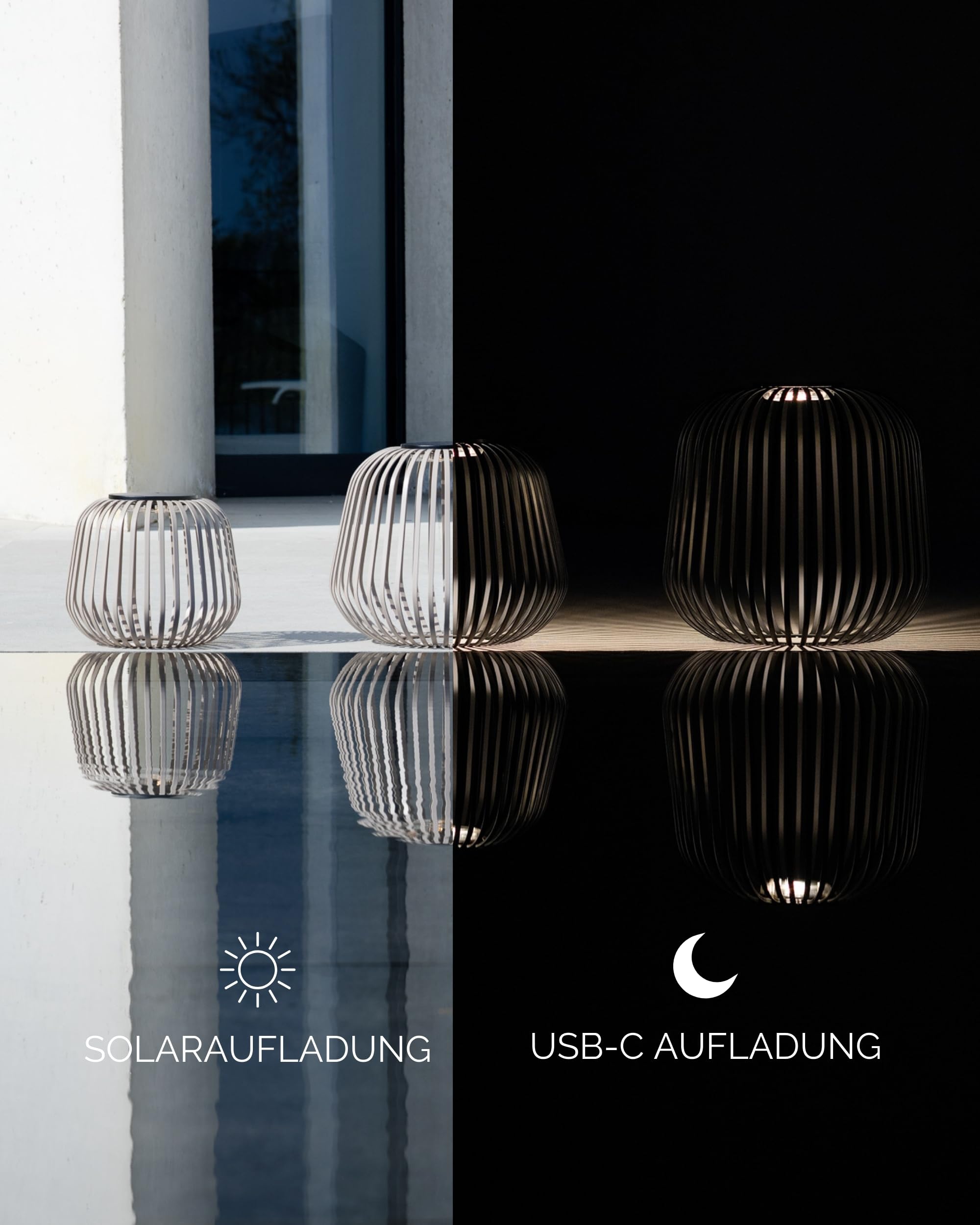 LUUK Studio Moderne Solarlampe, Kabellos, Windlicht, USB-C, Nomad Braun, S | Modernes Boho Design, dimmbar & Windlicht, IP65 wetterfeste Außenbeleuchtung, Solar Designlampe für drinnen & draußen
