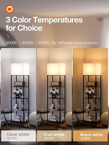 Miniatura 3 de addlon Lámpara de pie con estantes, tamaño súper grande (19 pulgadas de ancho), lámpara de pie moderna de 5 niveles con bombilla LED de 3