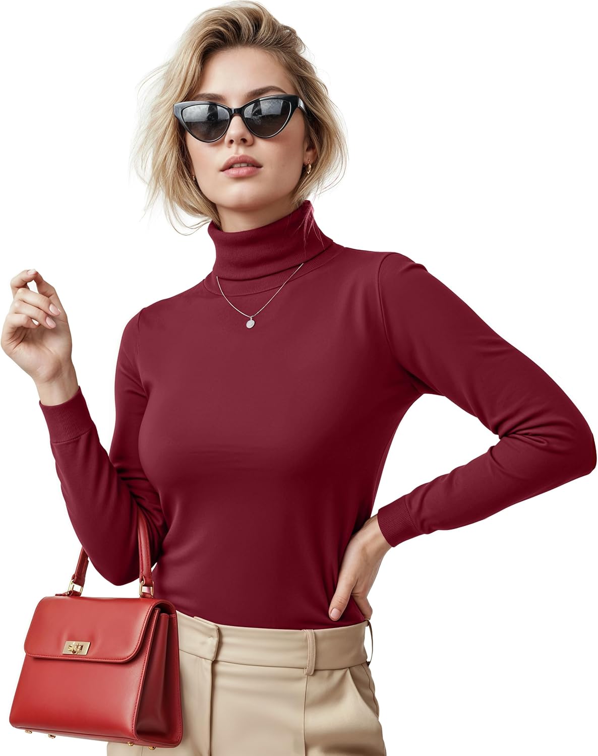 NY Threads Women's Turtleneck Long Sleeve Shirt Slim Fit Thermal Base Layer Tops