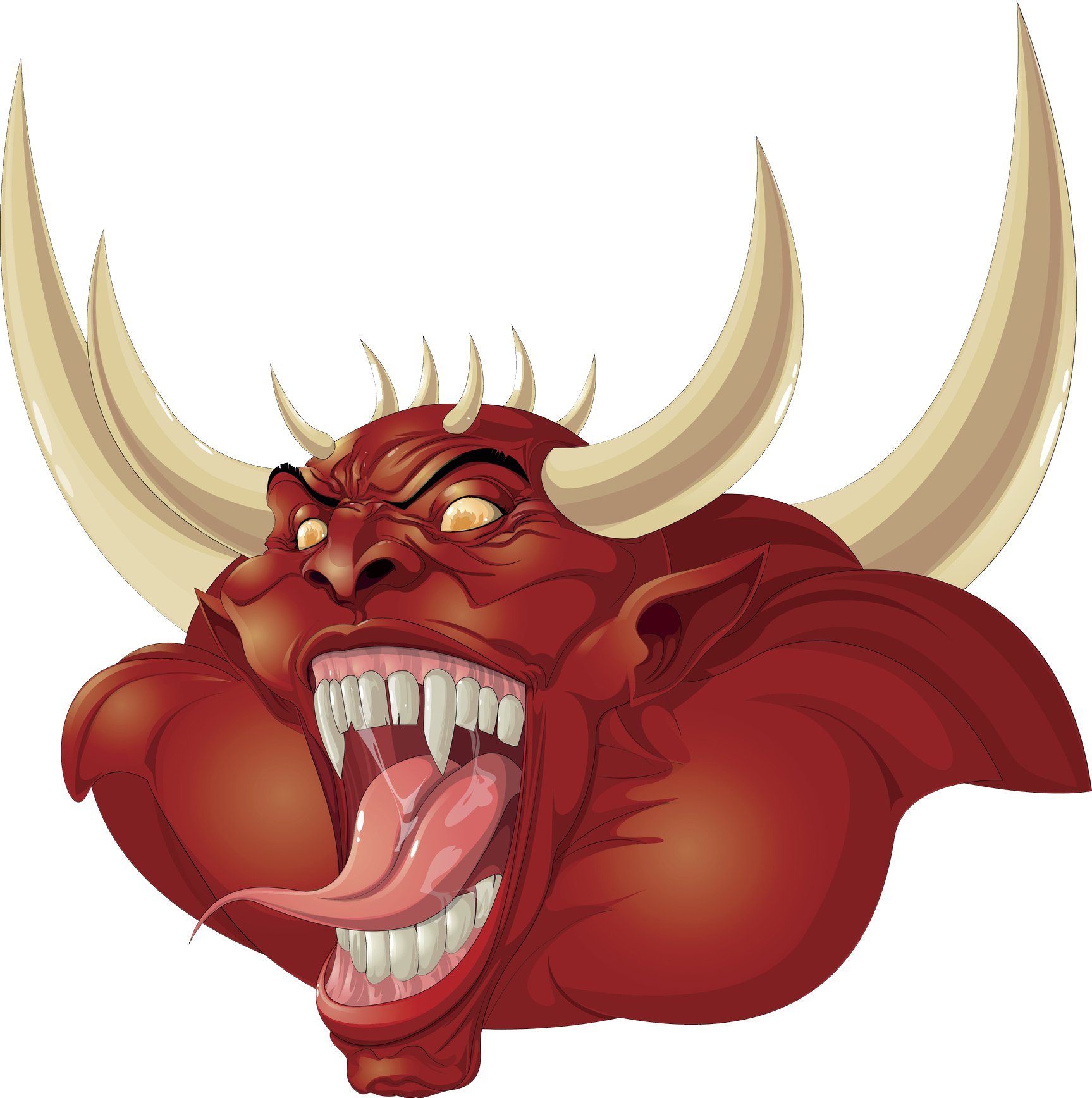 Creepy Scary Red Evil Devil Monster with Horns Cartoon Vinyl Decal
