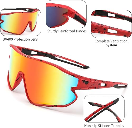 Miniatura 5 de FEISEDY Gafas de sol unisex para jóvenes, gafas de sol de béisbol y tenis, UV400 deportivas para niños y niñas, pantallas de ciclismo B4064