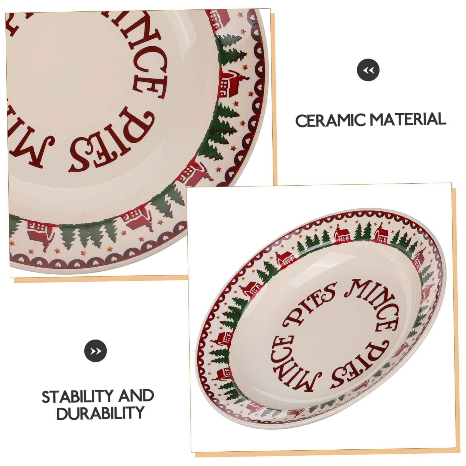 Vajilla Navideña de Cerámica Plato de Cena para Navidad Plato de Postre para Aperitivos para Fiestas de Navidad