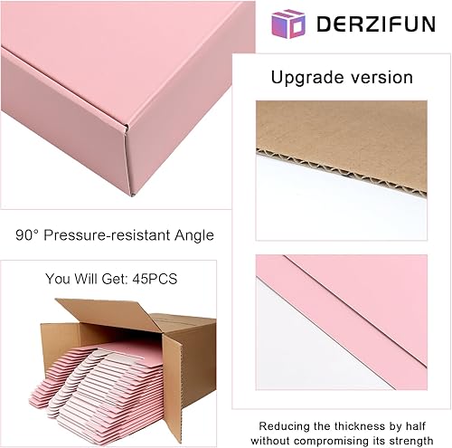 Miniatura 4 de Cajas de envío rosadas de 4 x 4 x 2 pulgadas para embalaje de pequeñas empresas, paquete de 45 cajas de correo de cartón corrugado