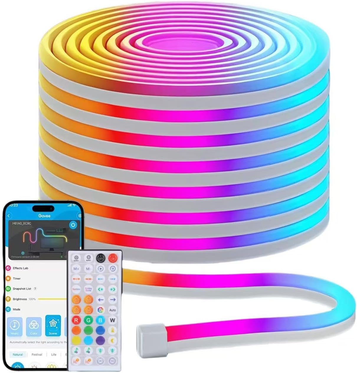 Neon Strip Lights 5V USB Powered - 16.4FT Smart Music Sync Gaming Lights with App Control, Bendable LED for PC Setup, Bar, Party, Home Theater Decor， Room Decor