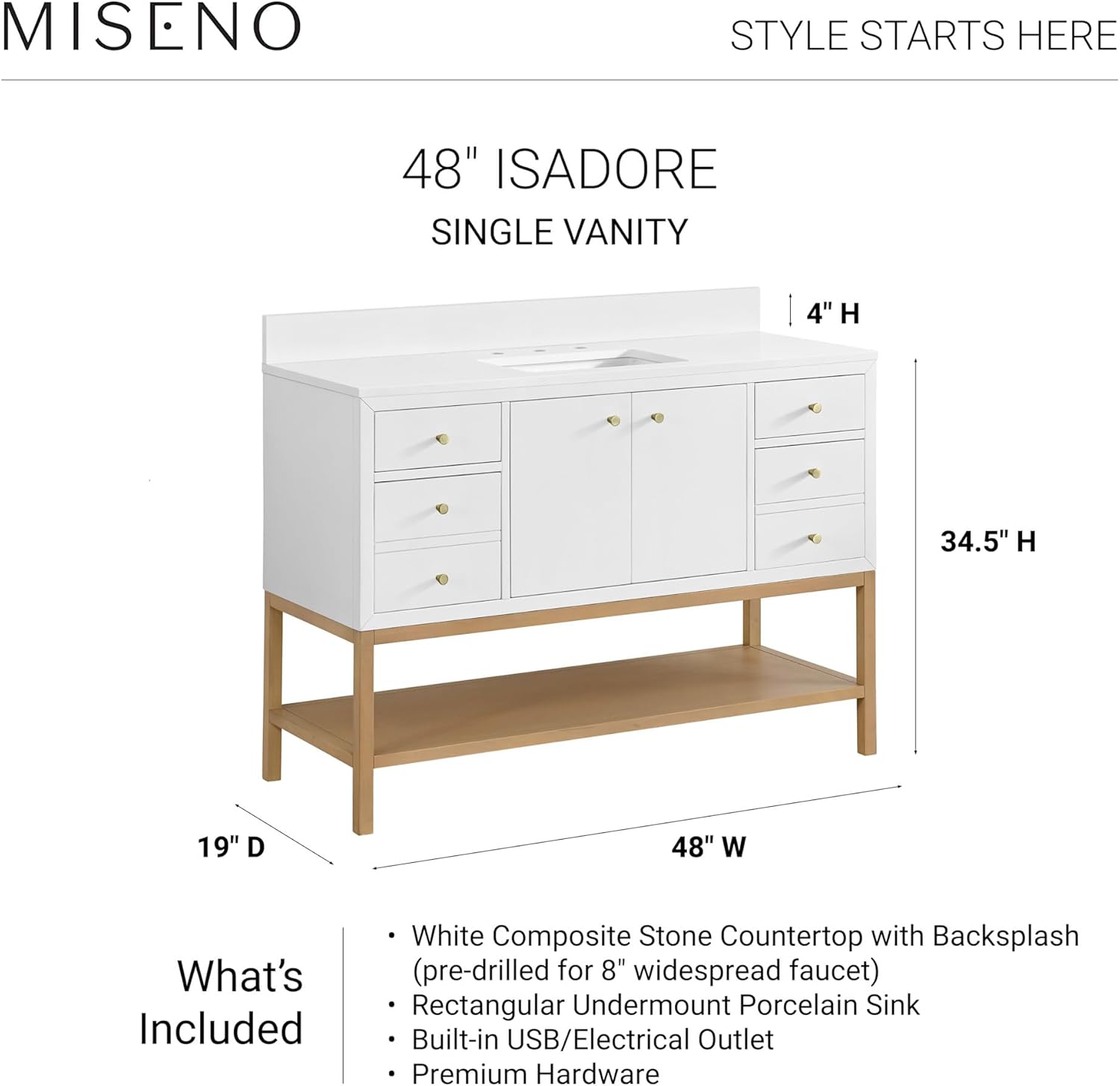 Miseno MV-N254-V48 Isadore 48" Free Standing Single Basin Vanity Set with Cabinet and Stone Composite Vanity Top - Deep Olive Green