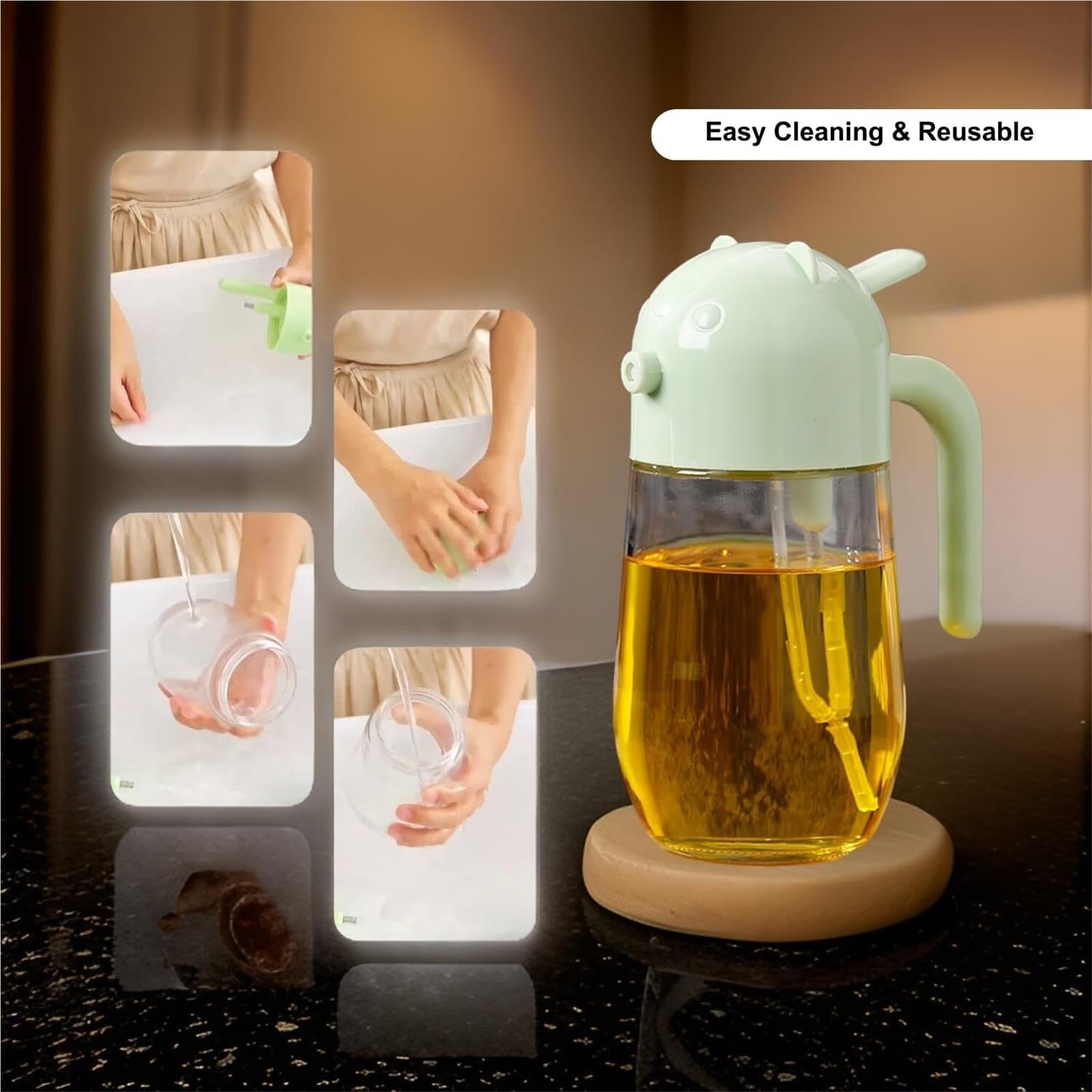Dispensador de Aceite y Vinagre Pulverizador De Aceite Oliva For Uso Doméstico, Con Apertura Y Cierre Automáticos, For Barbacoa Freidora Aire Jarra de Aceite(Grün)