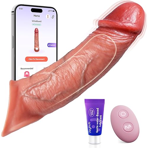Penis Sleeve Cock Sleeve Vibrator - FYSHAVO 5IN1 Realistic Male Sex Toys for Men Vibrating Cock Ring, Smart App Remote Control Hollow Dildo Penis Girth Enhancer, Penis Rings Adult Toy for Men Couples
