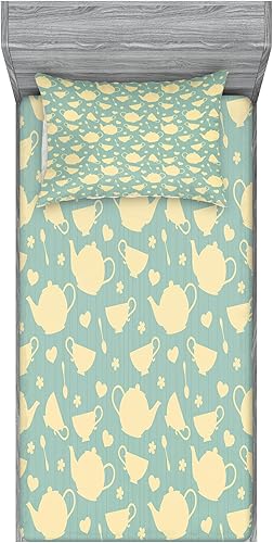 Miniatura 61 de Ambesonne - Juego de sábanas bajeras y fundas de almohada, diseño clásico botánico, plantas de jardín vintage, juego de 3 piezas con estampado