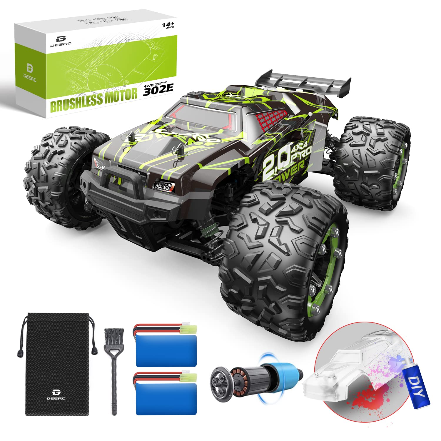 Sponsored Ad - DEERC Brushless 302E RC Cars, Upgraded 60KM/H High Speed Remote Control Car for Adults, 4WD 1:18 Scale All ...