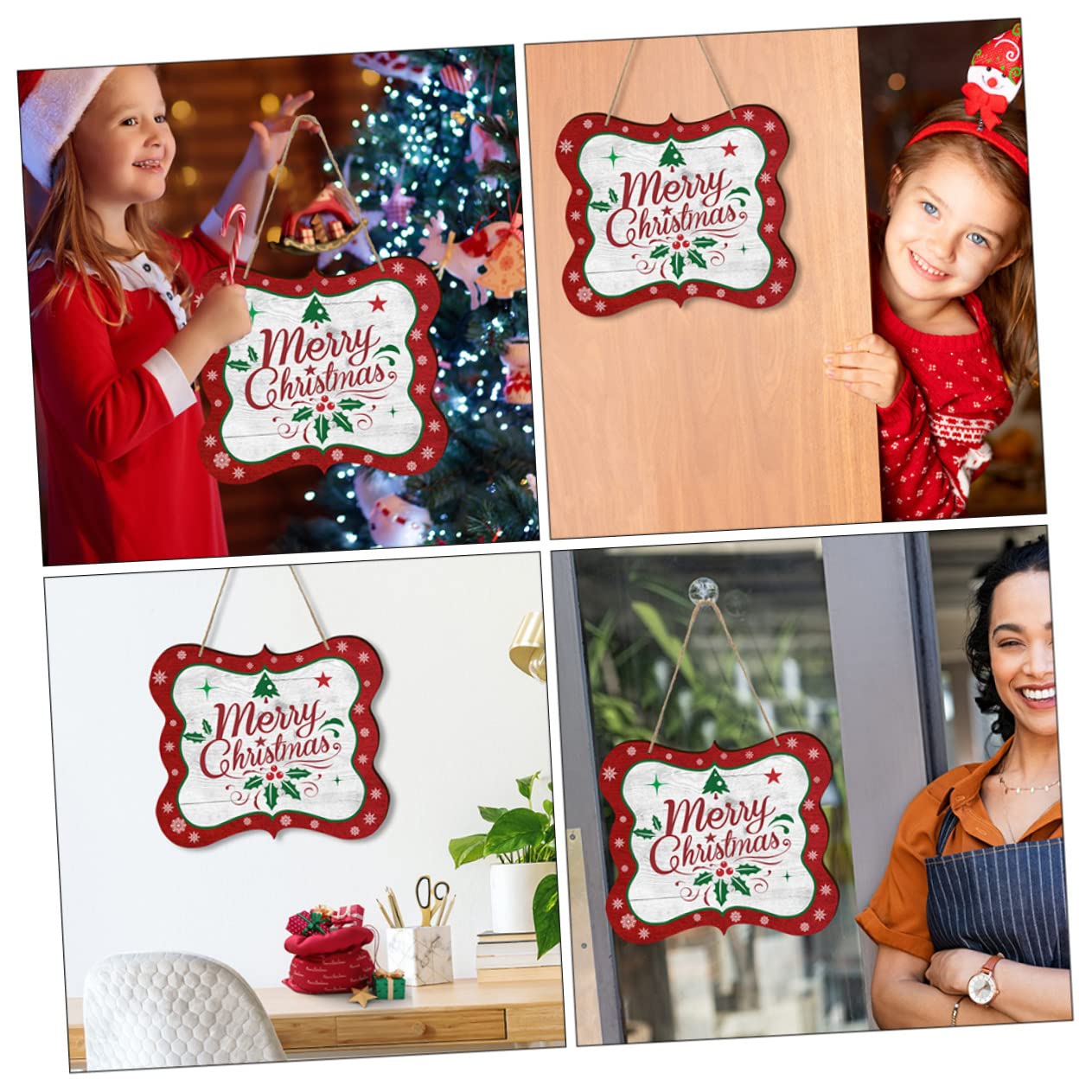 Cabilock 4 Juegos De Adornos Colgantes para Puerta Guirnalda De Bienvenida Iluminada para Navidad Decoración para El Hogar Al Aire Decoración De Techo Árbol De Navidad Letreros