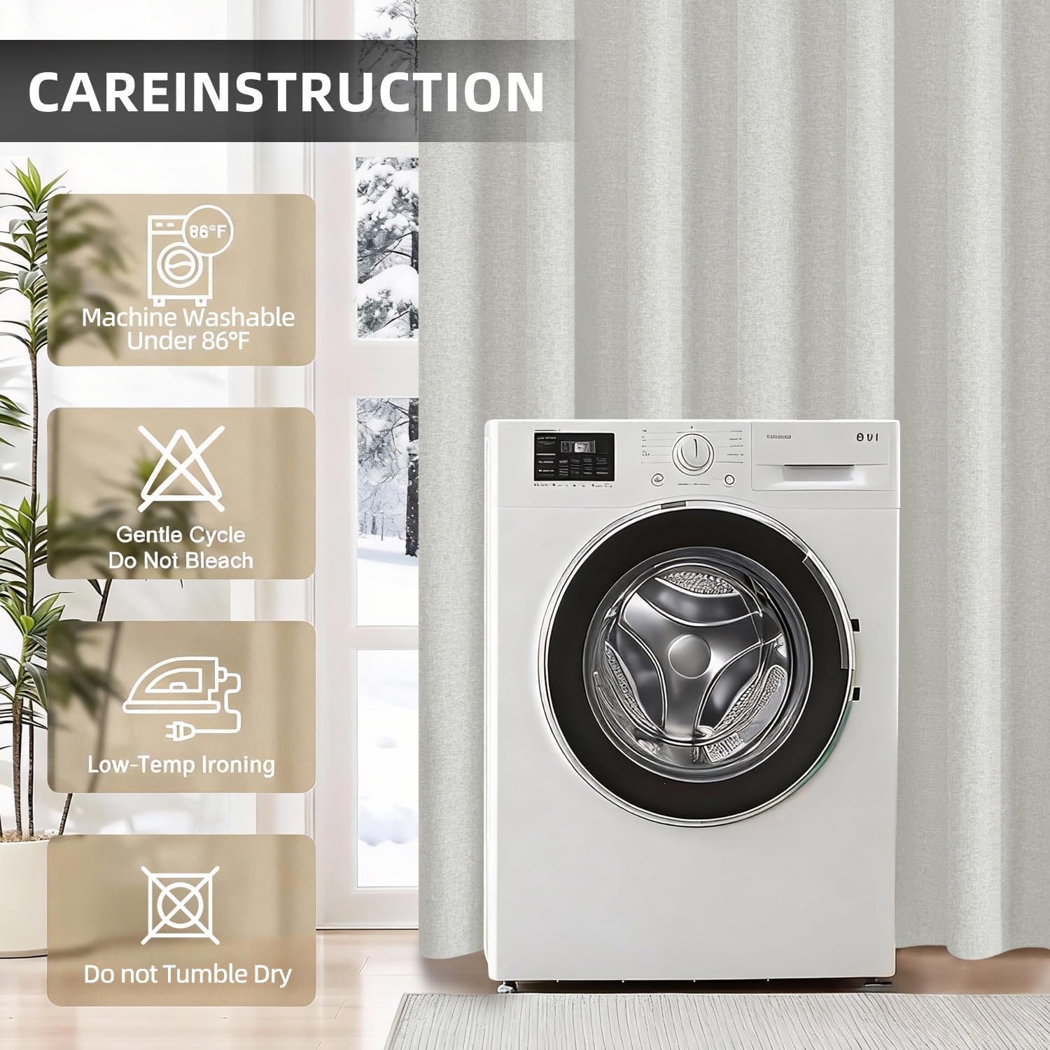 100% Blackout Curtains for Bedroom - Linen Textured Full Light Blocking 54 Inch Long 2 Panels Set,Thermal Insulated Room Darkening Grommet Top Living Room Drapes,52" W x 54" L Natural