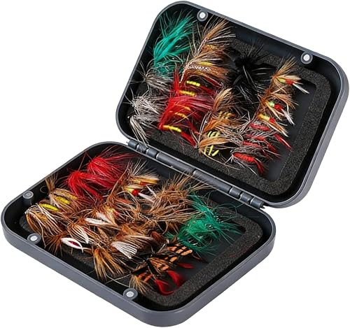 Ensemble de 64 Mouches et Poppers pour Truite et Achigan