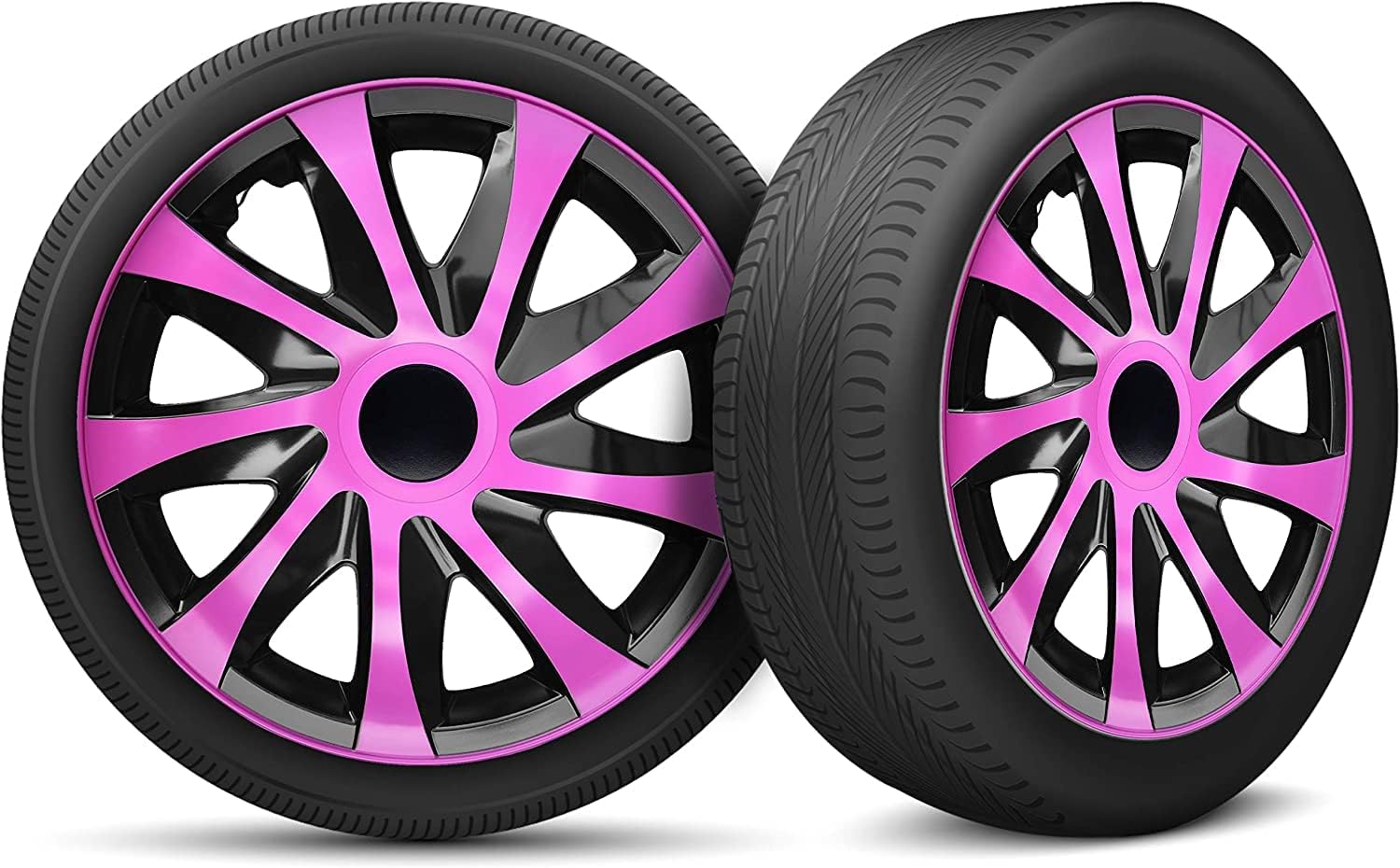 Set 4 Enjoliveurs 15 Pouces Violet-Noir Universels Pour Jantes Acier - Anneau Réglable