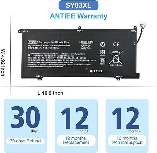 Miniatura 7 de ANTIEE SY03XL - Batería para portátil HP Chromebook X360 14 G1 14-DA 14-DA0011DX 14-DA0500ND 14-DA0021NR Chromebook 15-DE 15-DE0010NR 15-DE0021CL