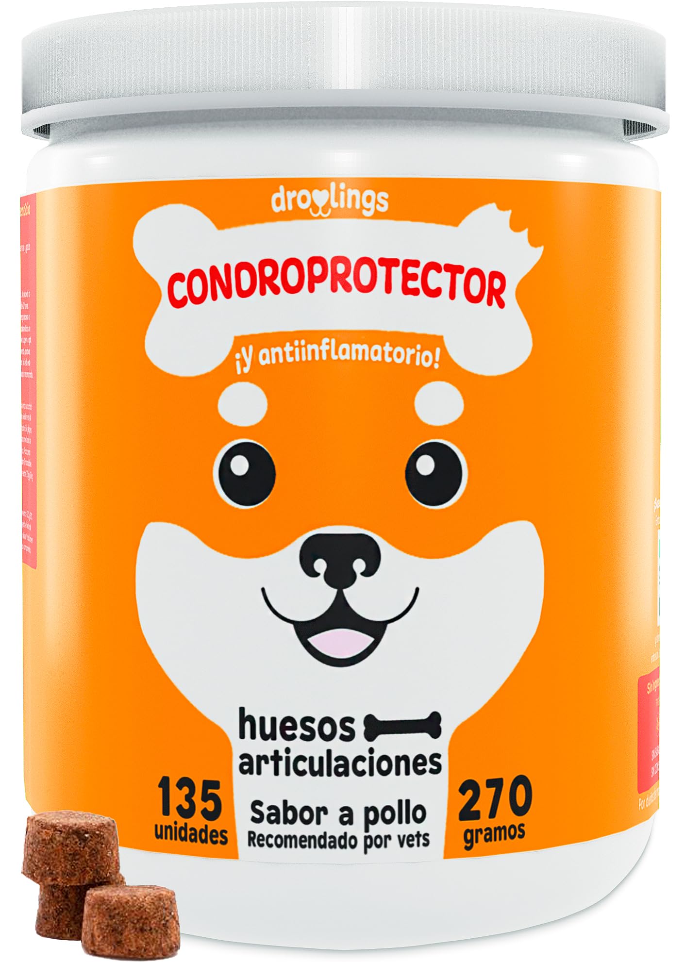 Droolings Condroprotector Perros y Antiinflamatorio con 135 masticables Vet Suplemento Natural para Cadera y Articulaciones