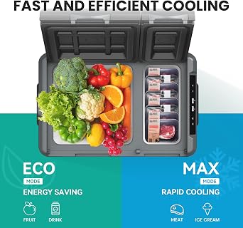 Alpicool KLS38 31L Compressor Car Fridge Dual Zone APP Control Freezer | 12V/24V DC and 100-240V AC for cars, campervans, caravans and camping,Black, with Ice Box,-20°C to 20°C