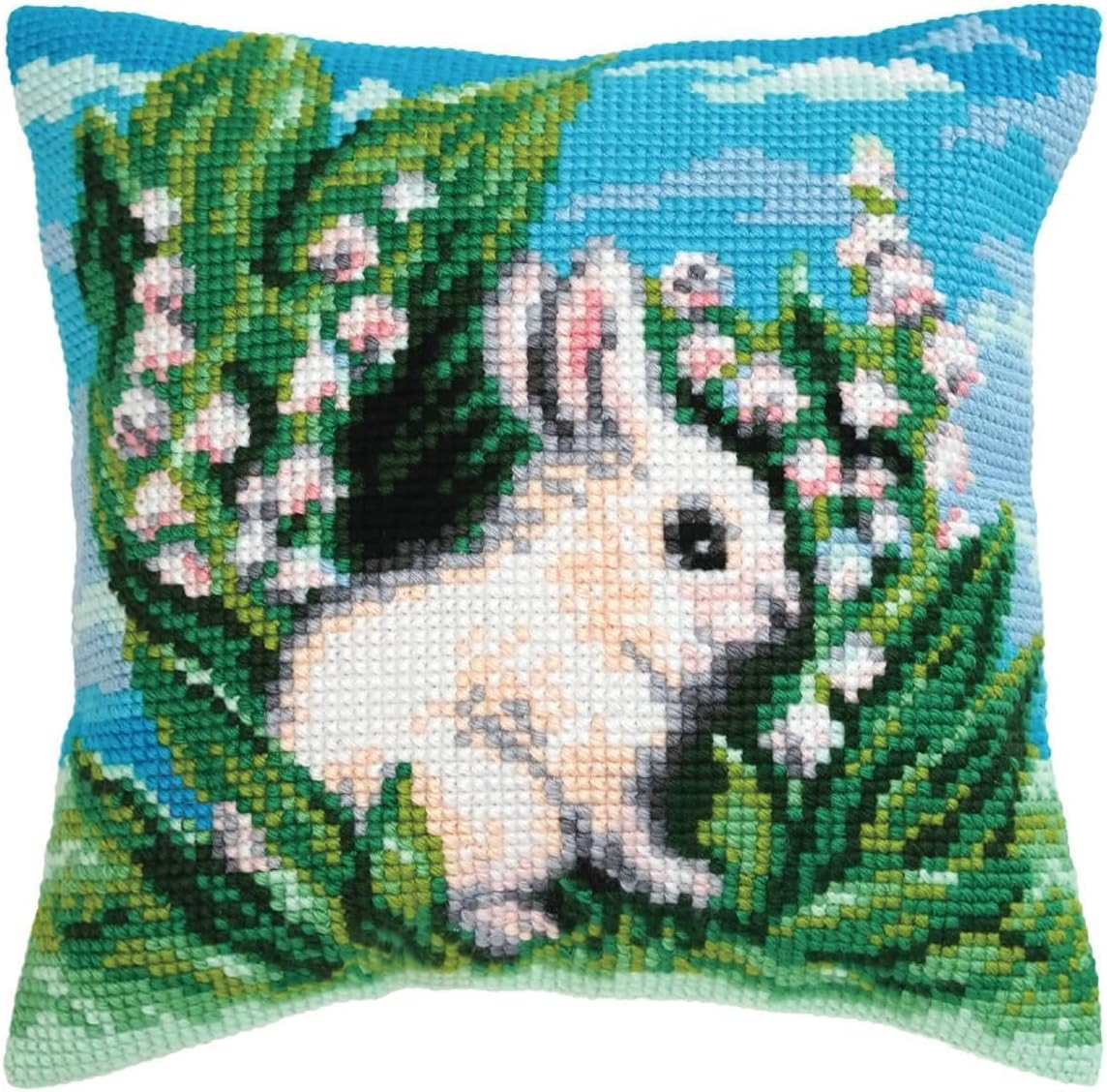 Collection D'Art CDA Cross Stitch Cushion Set, White Rabbit, Printed, 40 x 40 cm