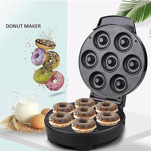 Miniatura 6 de Mini máquina de donas, máquina de donas eléctrica de 1200 W, con superficie antiadherente, mango antideslizante, para hacer 7 donas, desayuno apto