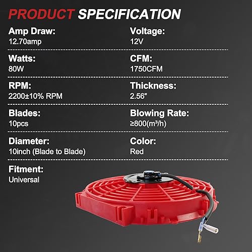 Vista 23 de JDMSPEED Nuevo 14 "pulgadas universal delgado ventilador push pull radiador eléctrico enfriamiento 12V kit rojo