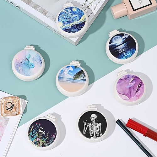 Miniatura 7 de Mini cepillo para el pelo, cepillo de bolsillo con espejo, portátil para monederobolsillo, tamaño de viaje (mariposa púrpura)