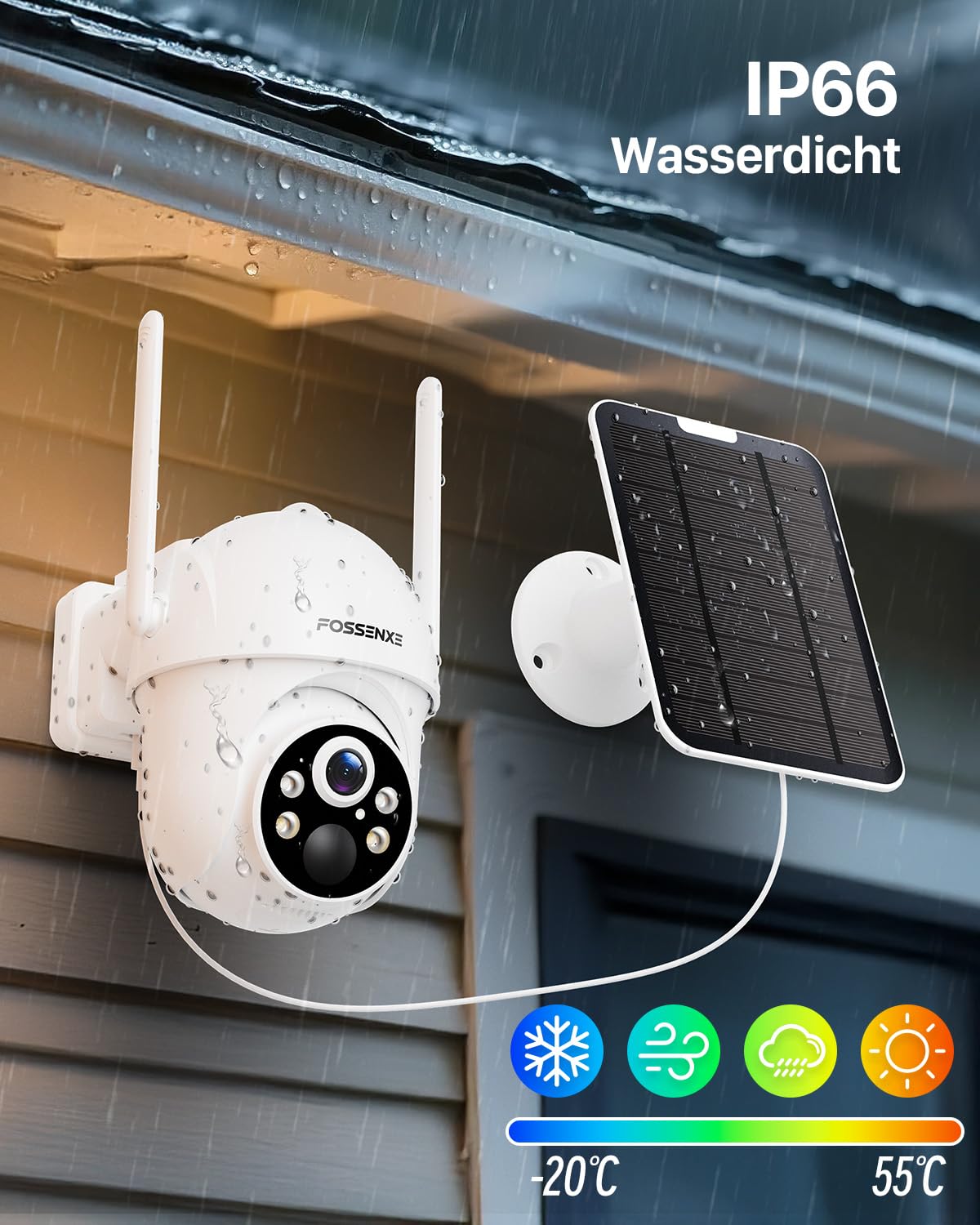 4G LTE Überwachungskamera Aussen Solar mit SIM Karte + 64GB Kartenspeicher - 2K HD 4MP PTZ Solar Kamera Outdoor Kabellose, Automatische Nachverfolgung, Farb-Nachtsicht, IP66 (Ohne WLAN)